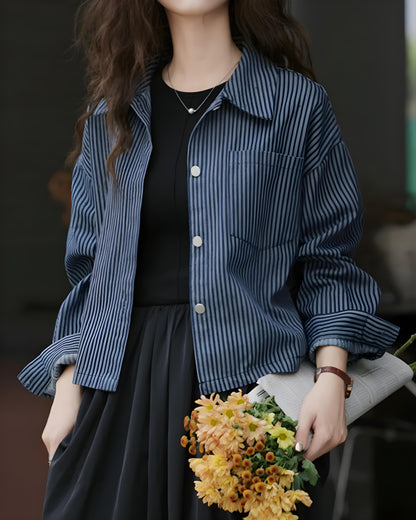 Lina Soft Stripe Denim Jacket