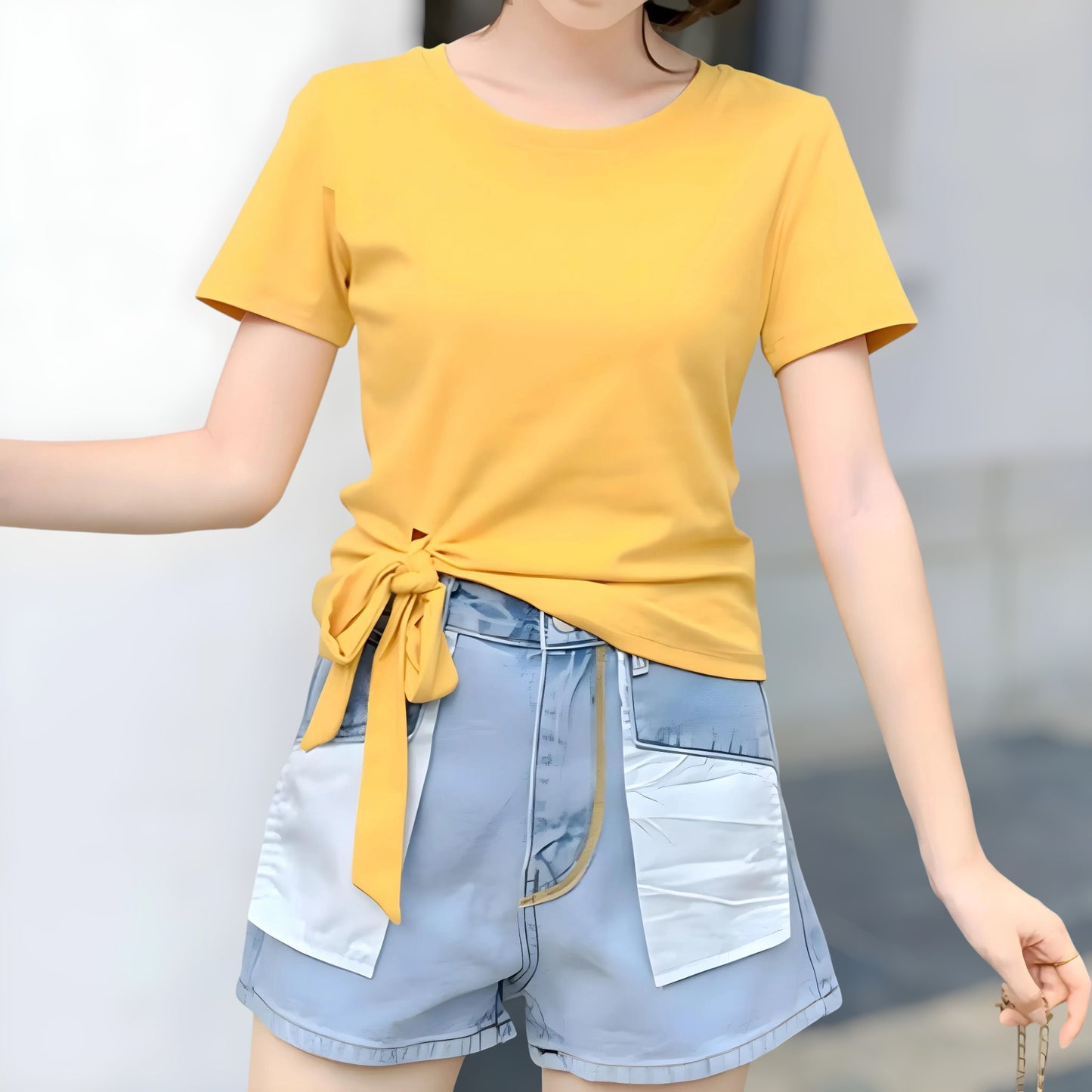 Serene Bow Side Cotton T-Shirt