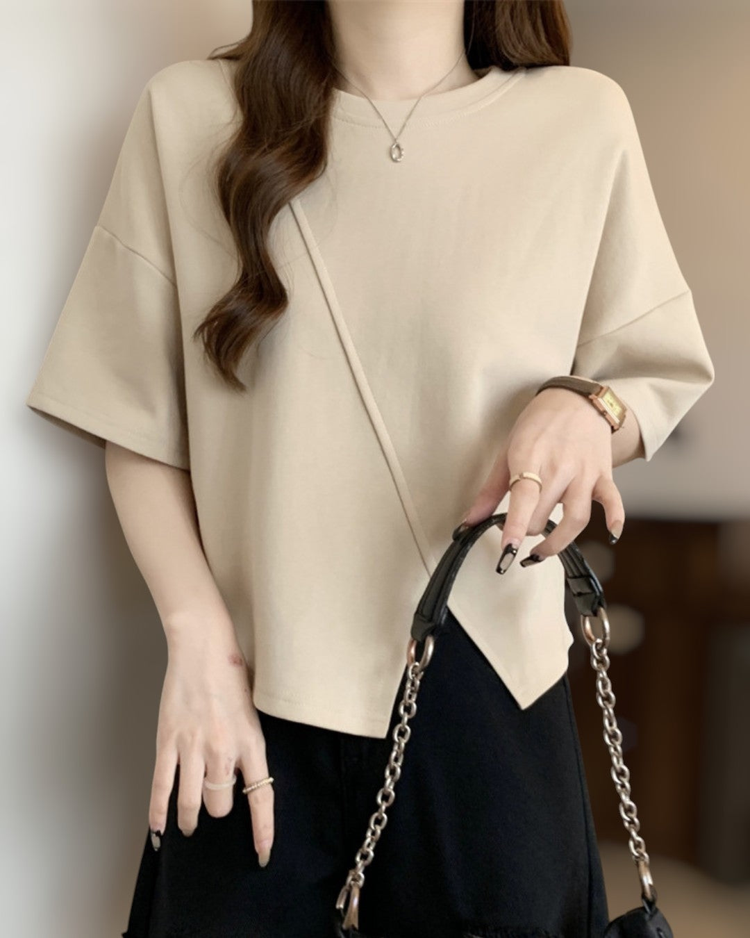 Luna Drape Cotton Panel T-Shirt