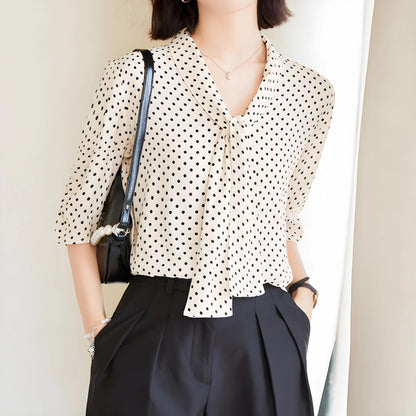 Amelie Dot Soft Tie Blouse