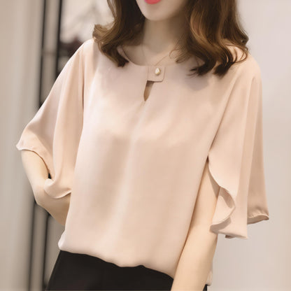 Celeste Ruffle Soft Round Neck Blouse