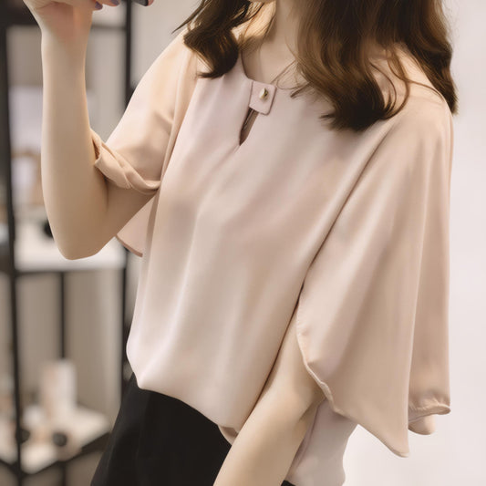 Celeste Ruffle Soft Round Neck Blouse