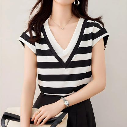 Lina Bold Stripe V T-Shirt