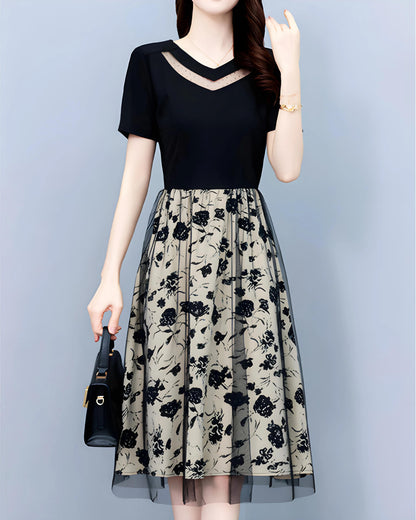 Mara Line Floral Mesh Dress