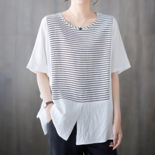 Marin Fine Stripe Split T-Shirt