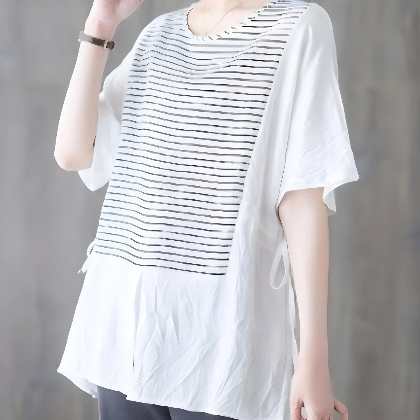 Marin Fine Stripe Split T-Shirt