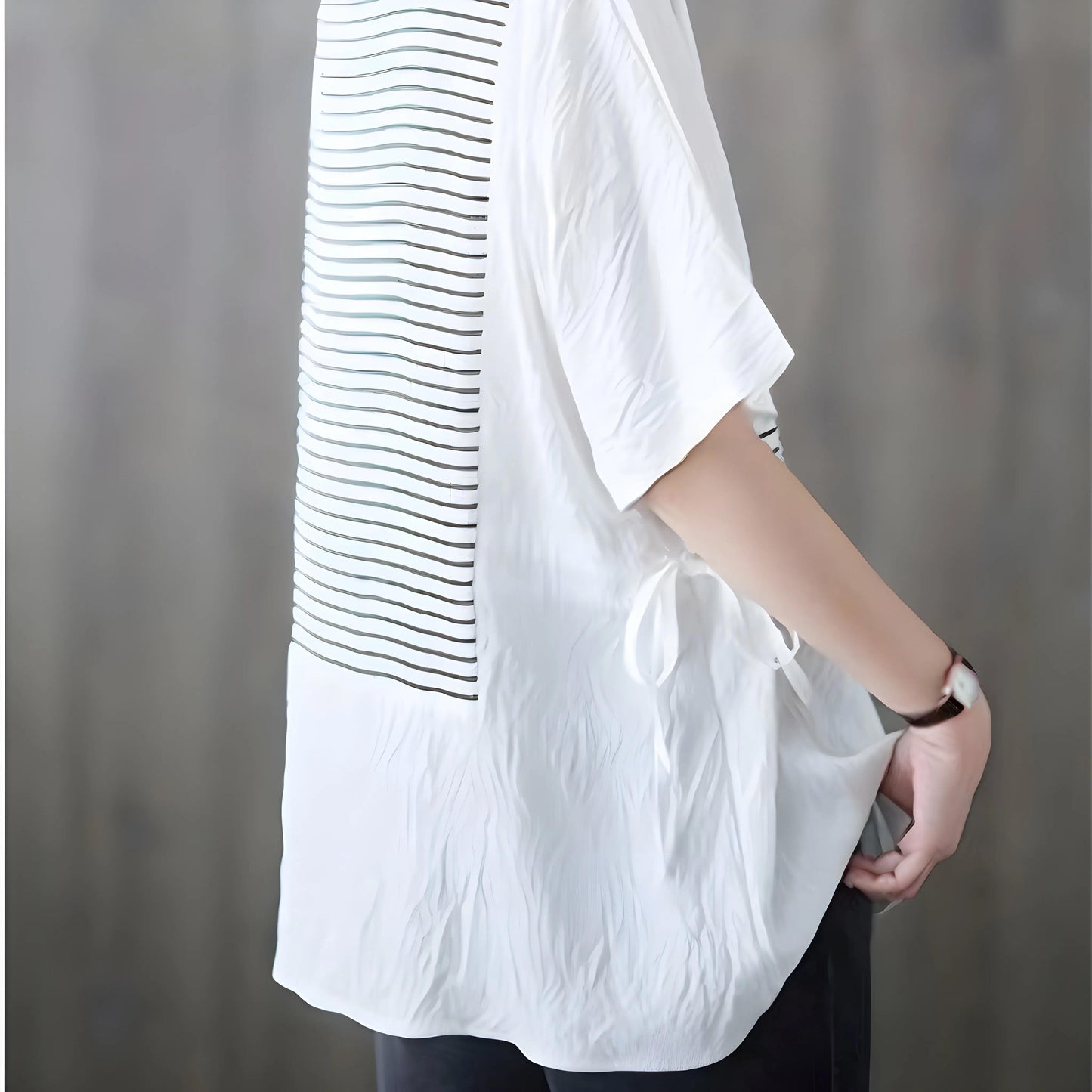 Marin Fine Stripe Split T-Shirt