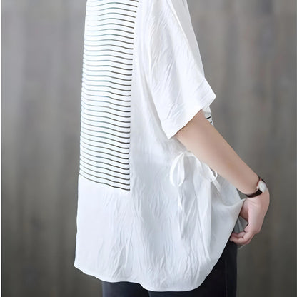 Marin Fine Stripe Split T-Shirt
