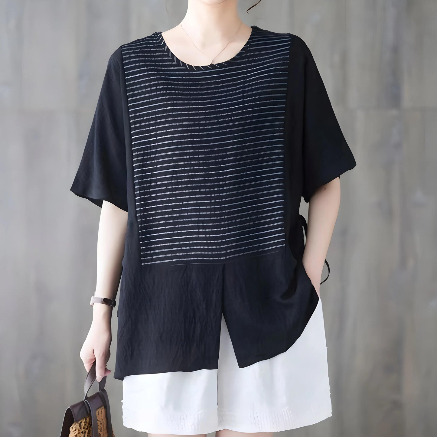 Marin Fine Stripe Split T-Shirt
