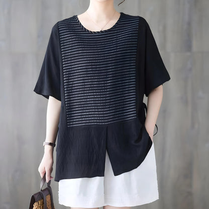 Marin Fine Stripe Split T-Shirt