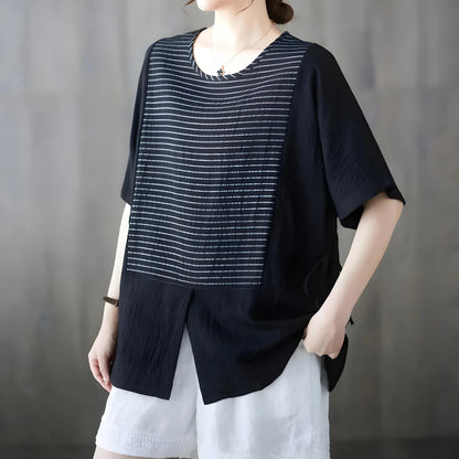 Marin Fine Stripe Split T-Shirt