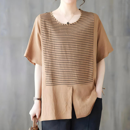 Marin Fine Stripe Split T-Shirt