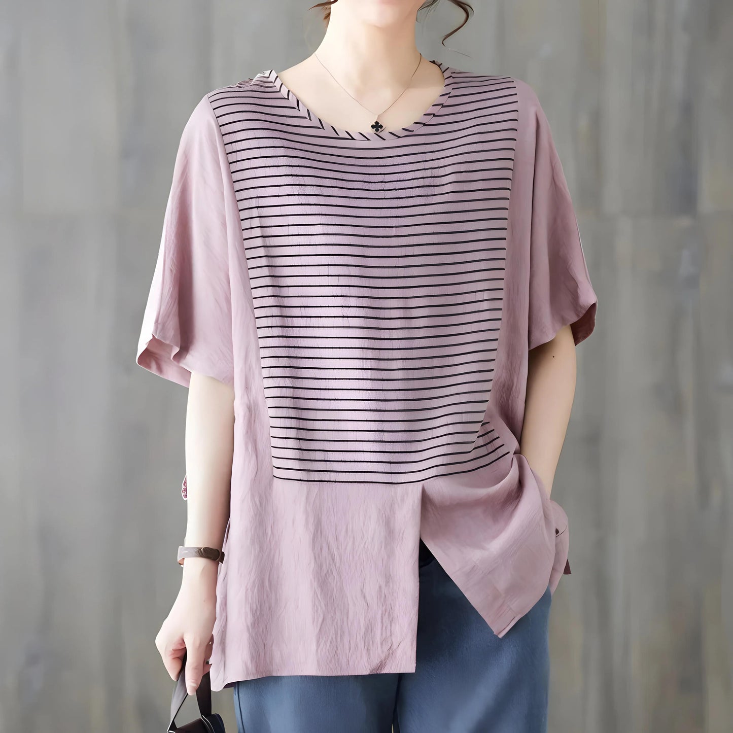 Marin Fine Stripe Split T-Shirt