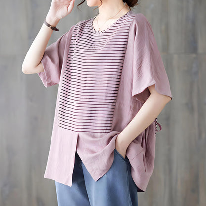 Marin Fine Stripe Split T-Shirt