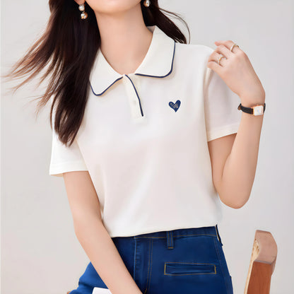 Noelle Trim Heart Collar T-Shirt