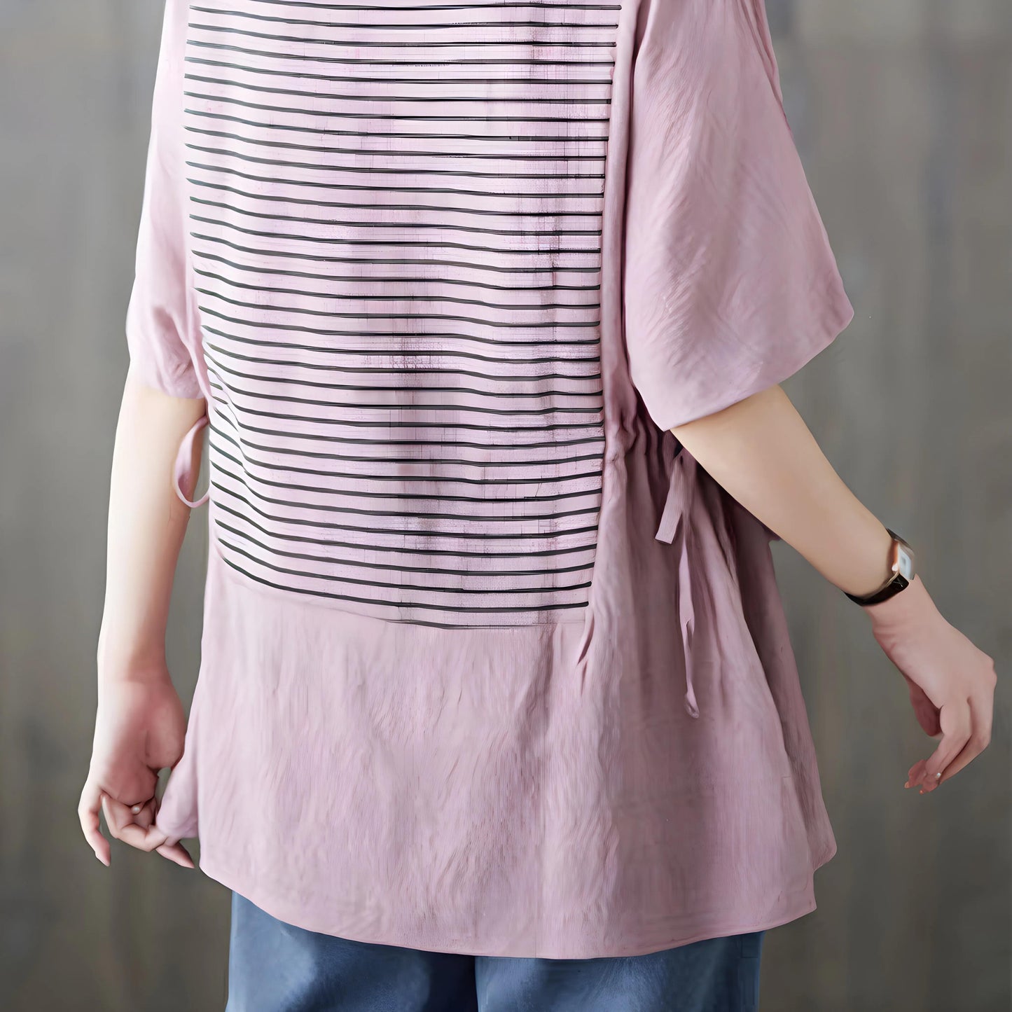 Marin Fine Stripe Split T-Shirt