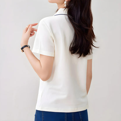 Noelle Trim Heart Collar T-Shirt