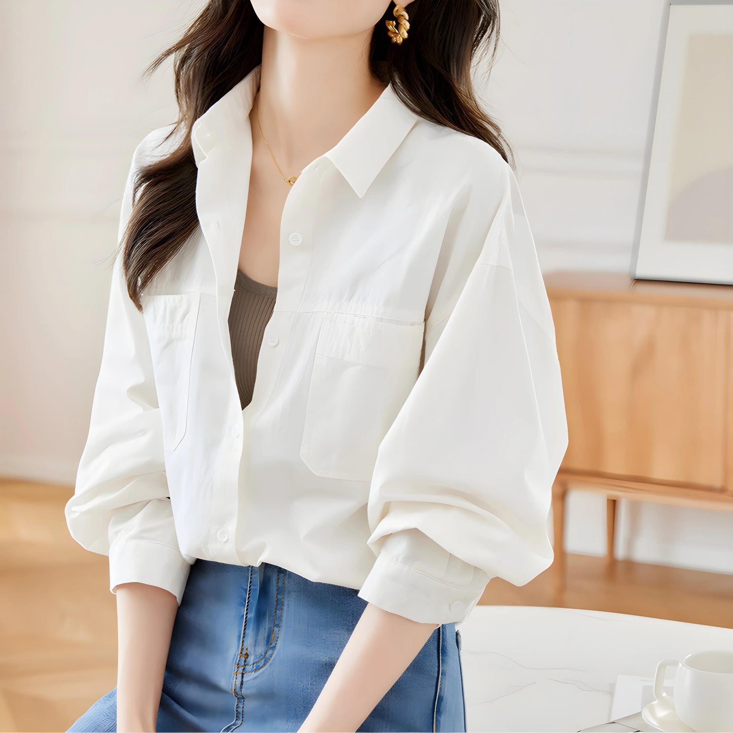 Lina Flow Cotton Pocket Shirt