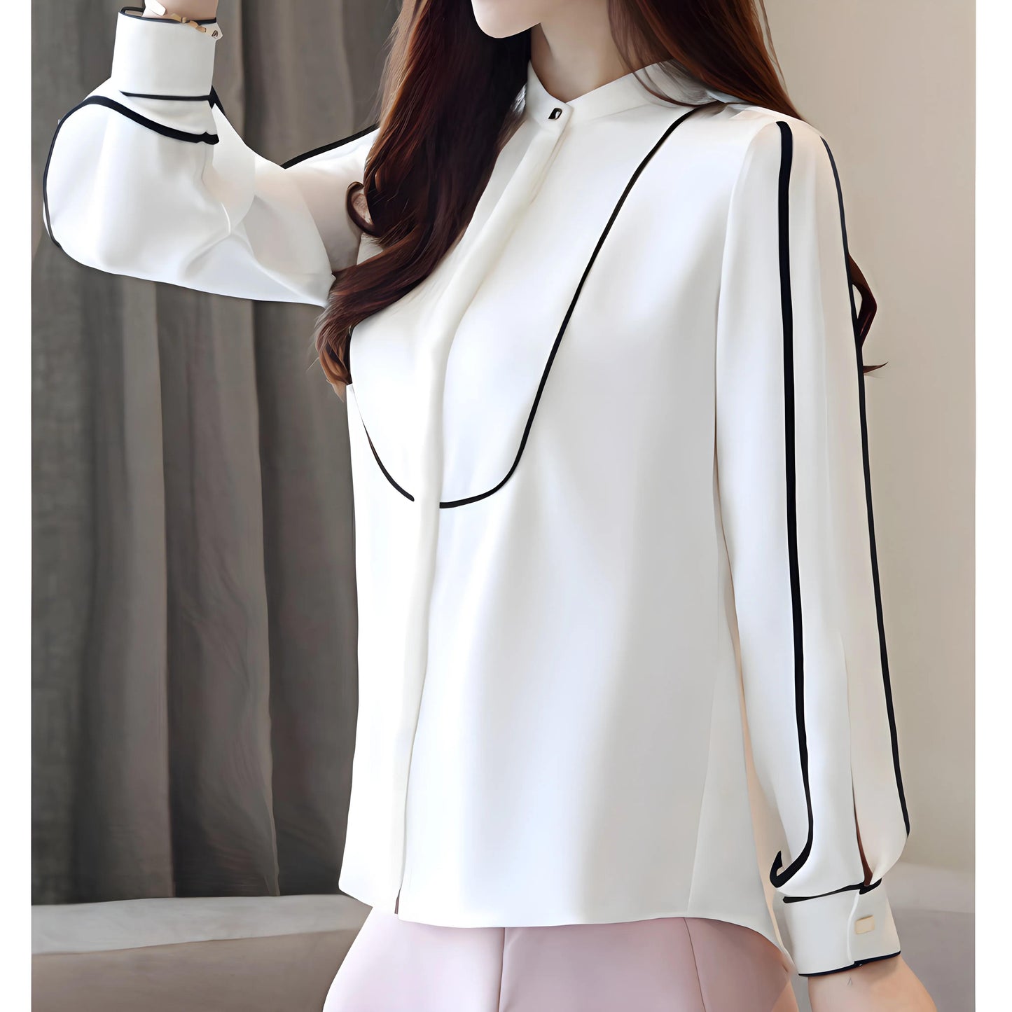 Noir Line Trim Blouse