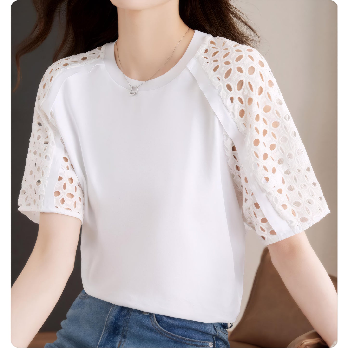 Eline Airy Lace Sleeve T-Shirt