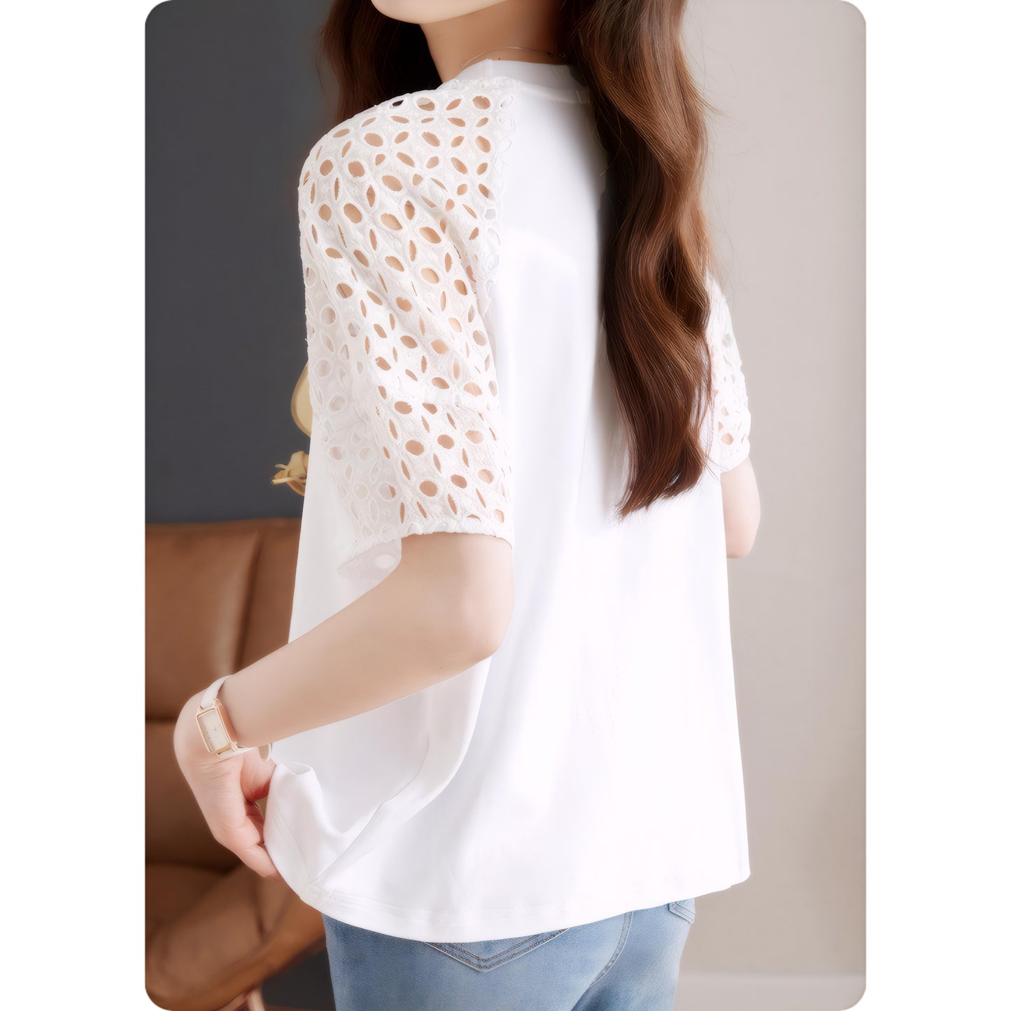 Eline Airy Lace Sleeve T-Shirt