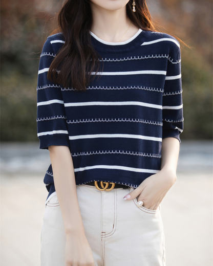 Celine Stitch Stripe Knit Top