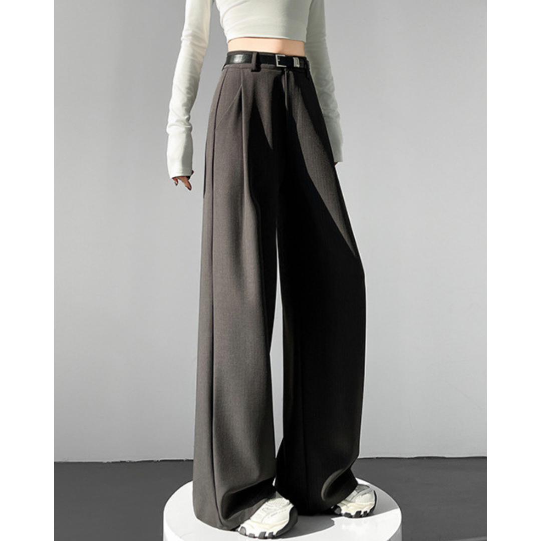 Amira Pinstripe Belted Trousers