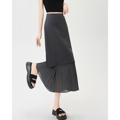 Mina Pleat Layer Midi Skirt