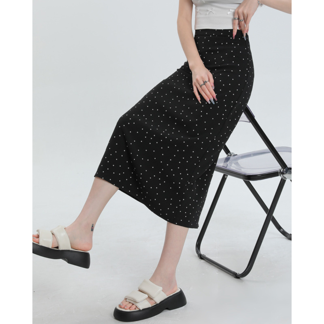 Eloise Dot Slit Midi Skirt