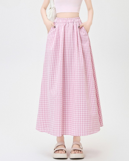 Mira Gingham Ease Maxi Skirt