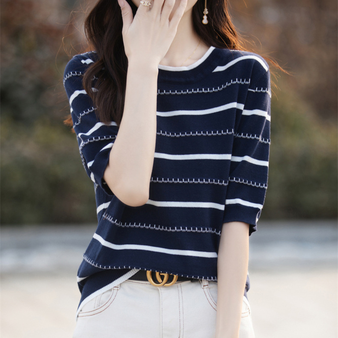 Celine Stitch Stripe Knit Top