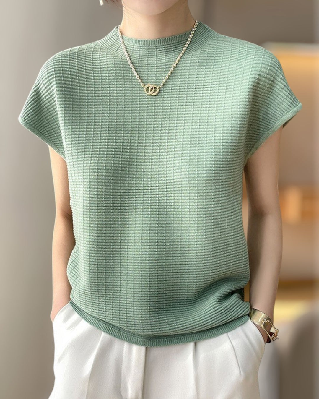 Lena Calm Ribbed Knit Tee