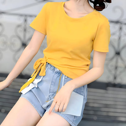 Serene Bow Side Cotton T-Shirt