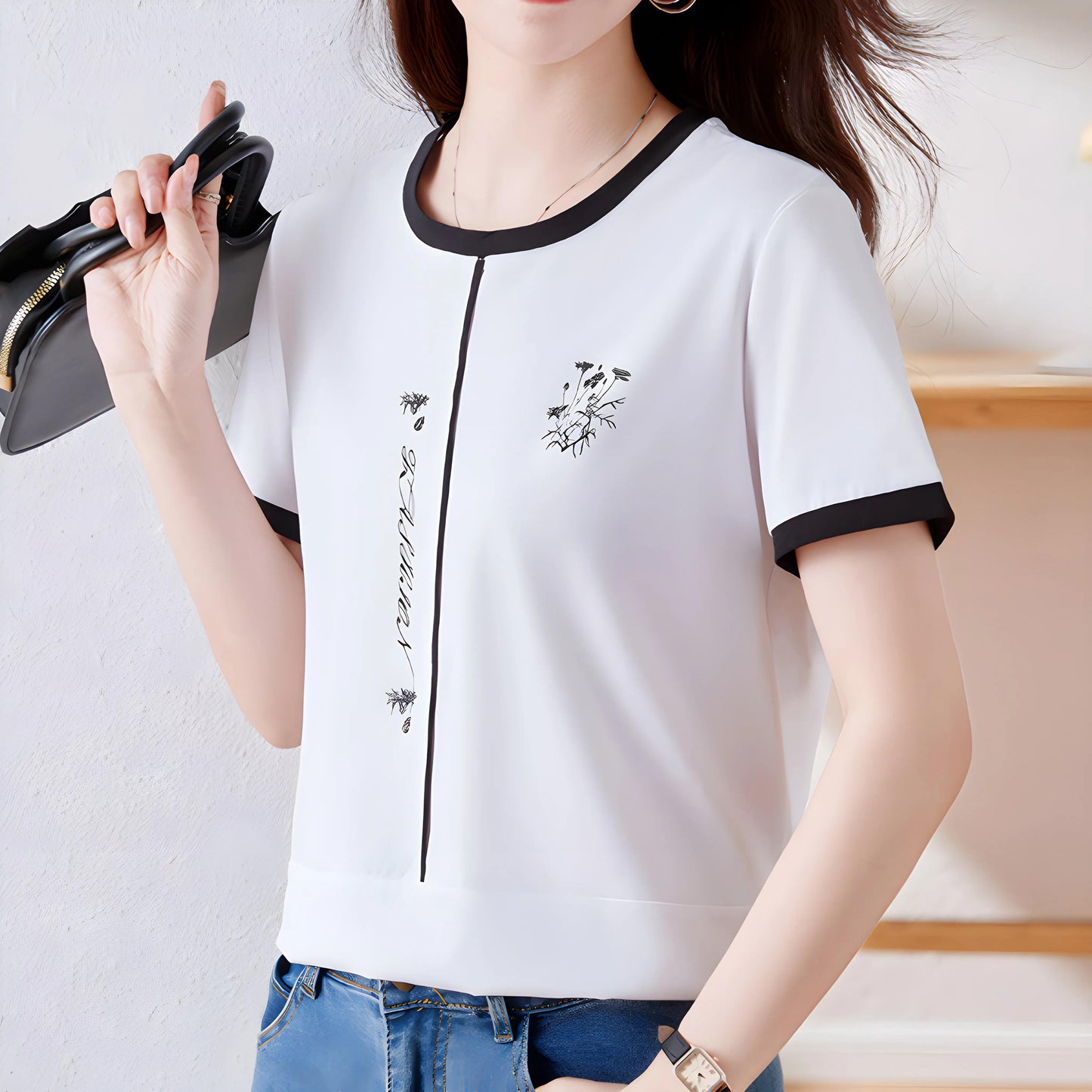 Elora Bloom Line Cotton T-Shirt