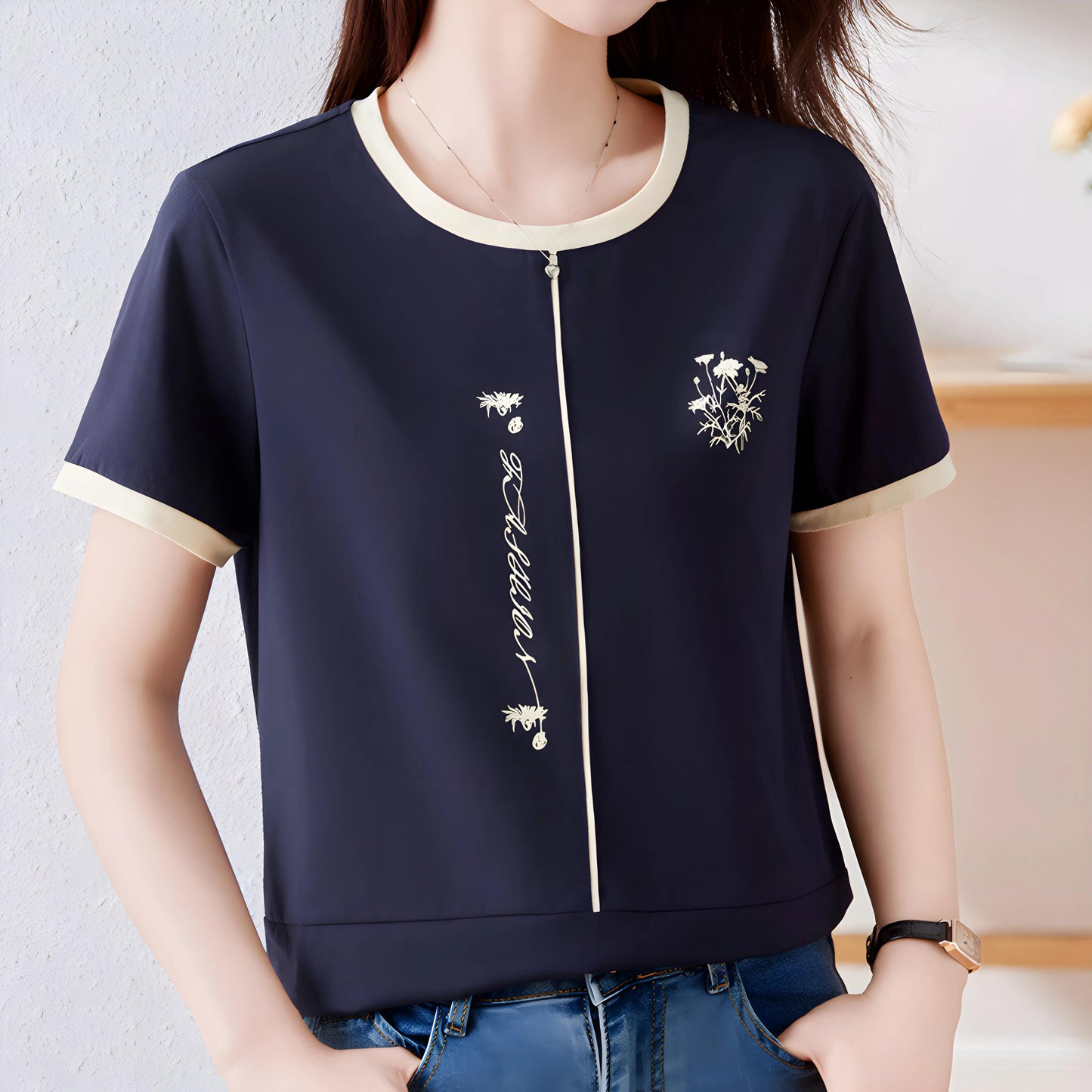 Elora Bloom Line Cotton T-Shirt