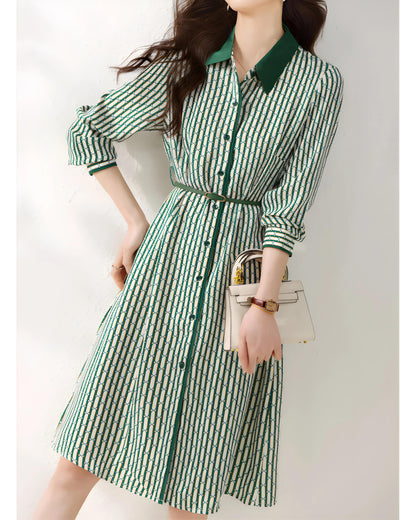 Emerald Link Belted Shirt Dress