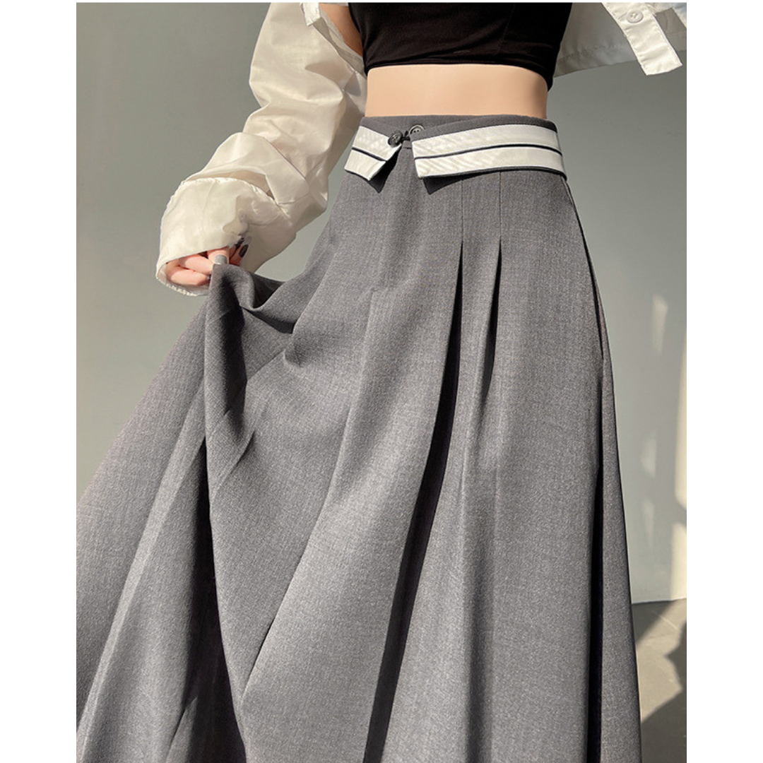 Faye Contrast Waist Flare Skirt