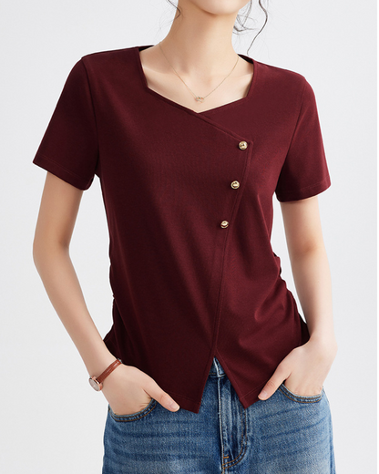Mira Twist Button Draped T-Shirt