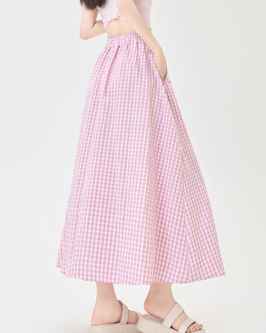 Mira Gingham Ease Maxi Skirt