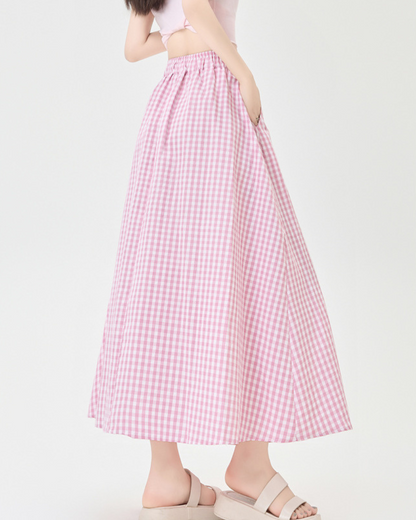 Mira Gingham Ease Maxi Skirt