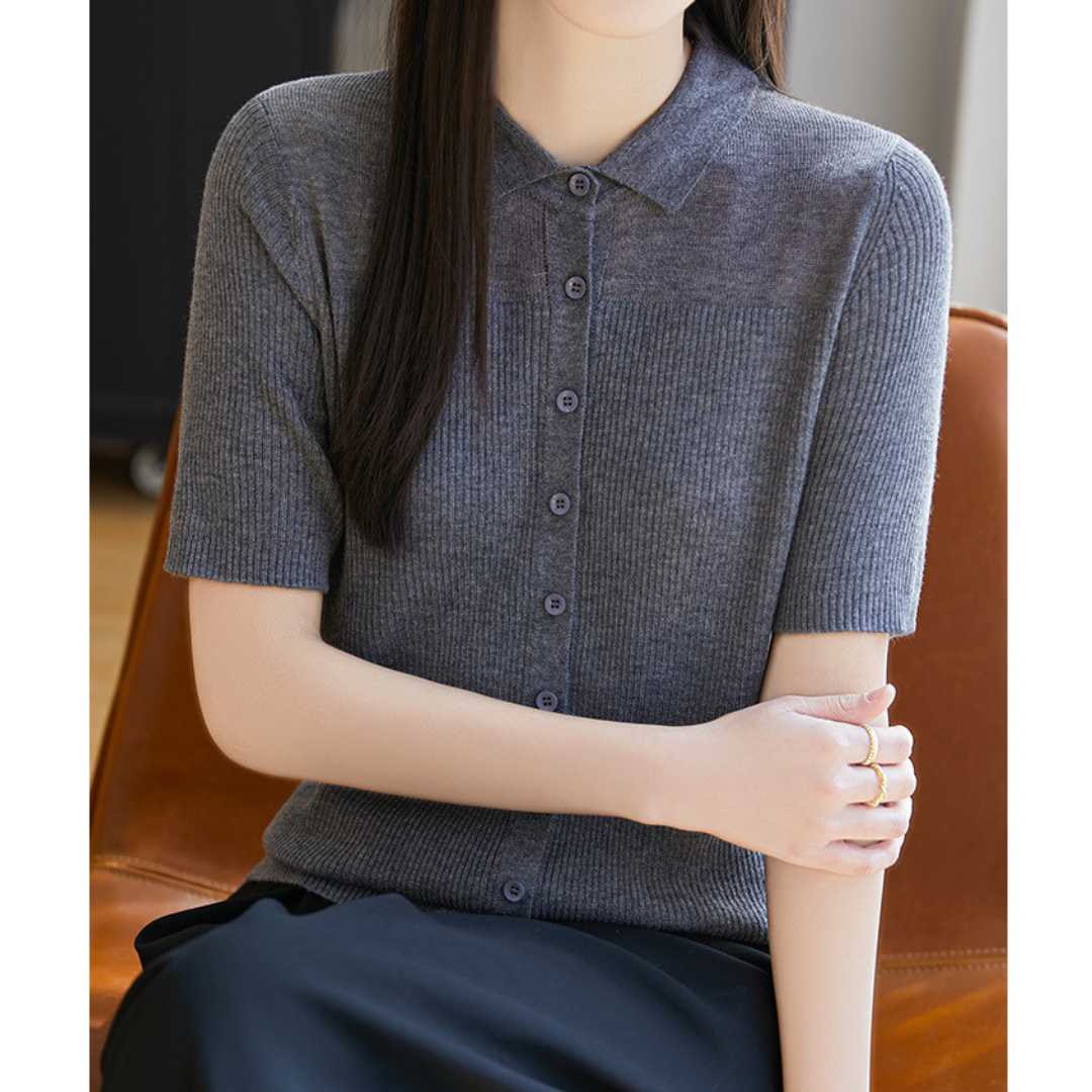 Irene Soft Rib Collar Knit