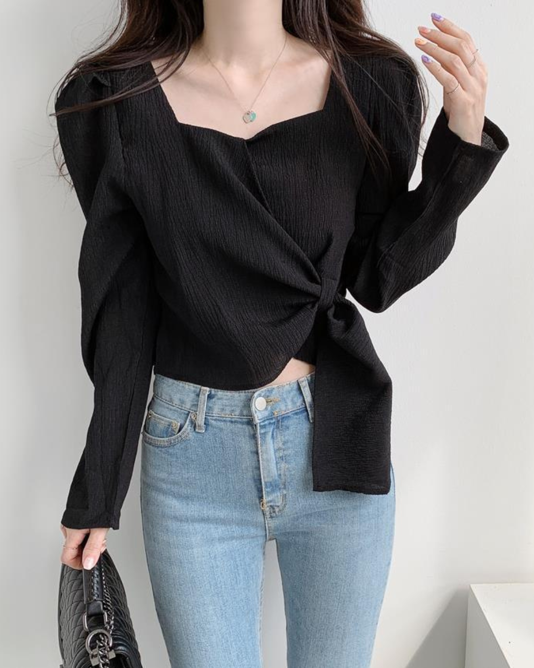 Celine Drape Waist Tie Blouse