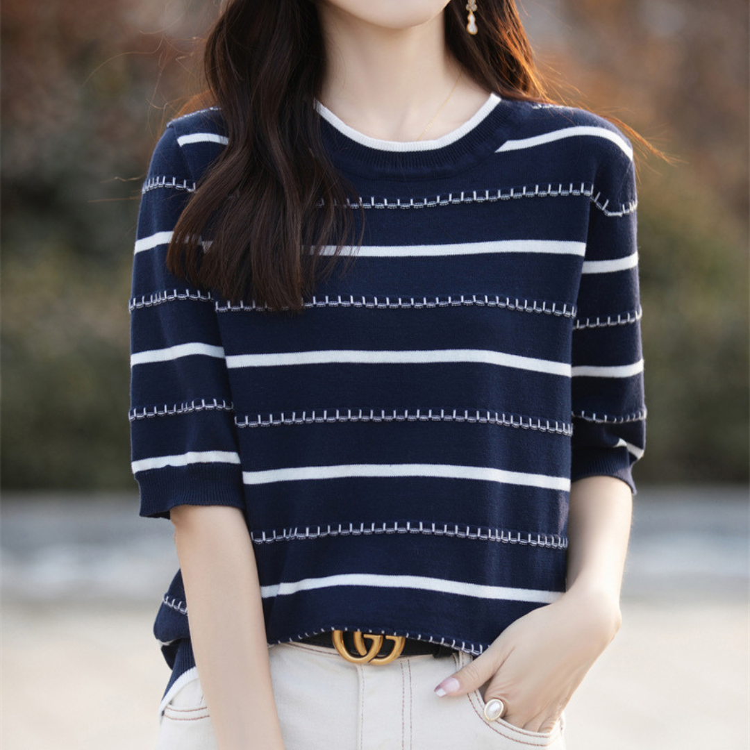 Celine Stitch Stripe Knit Top