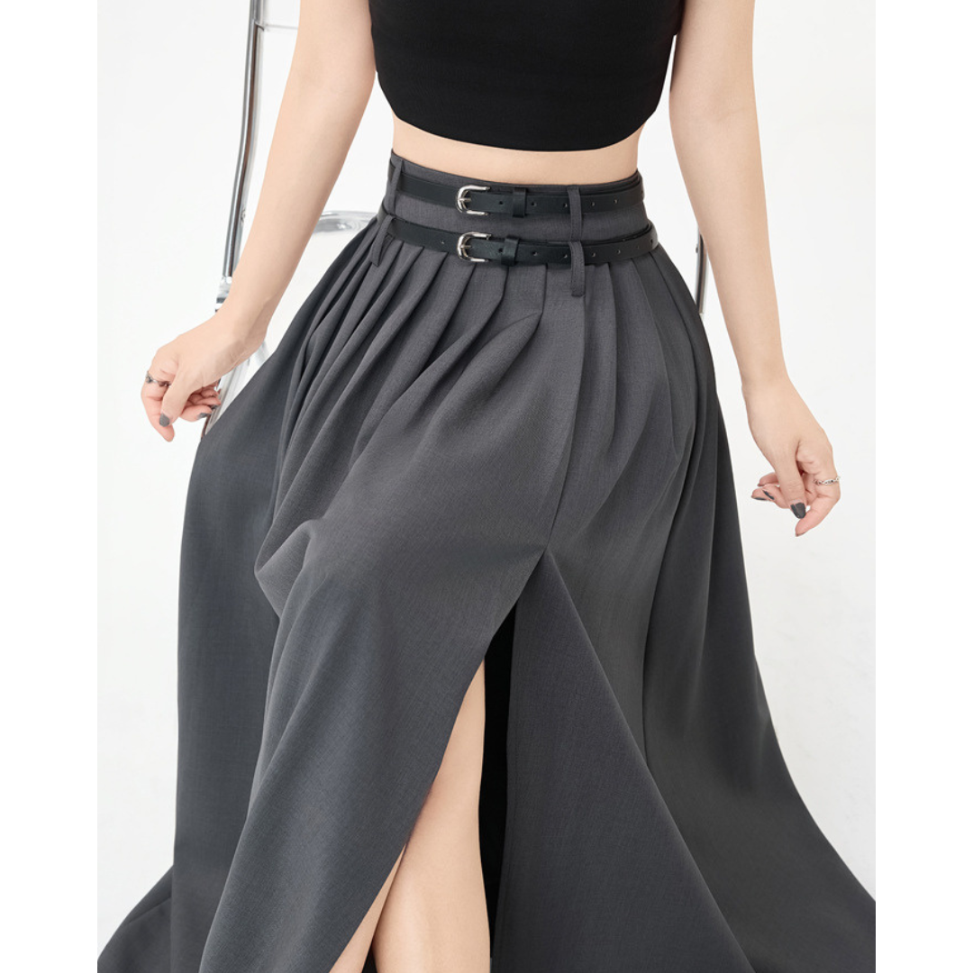 Nola Trim Pleat Slit Skirt