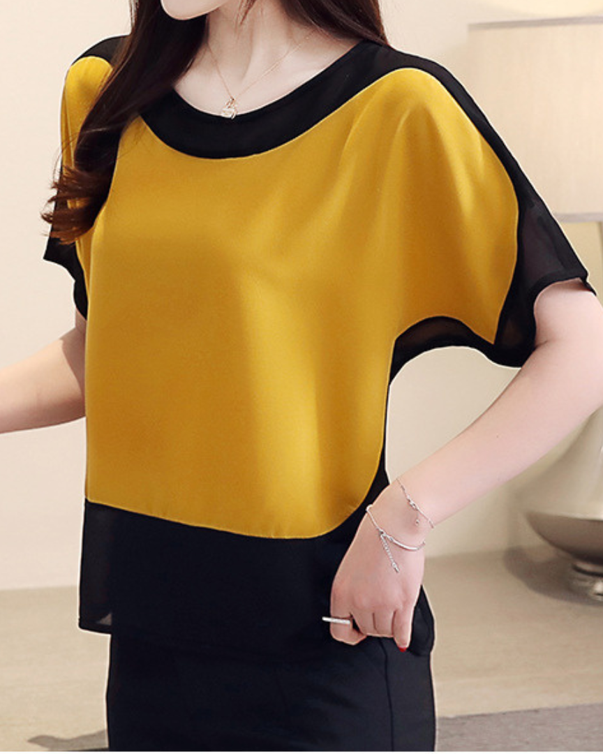 Mira Soft Contrast Flow Shirt