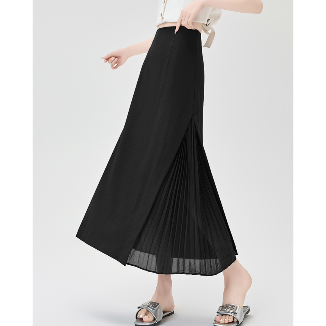 Lina Sheer Panel Midi Skirt