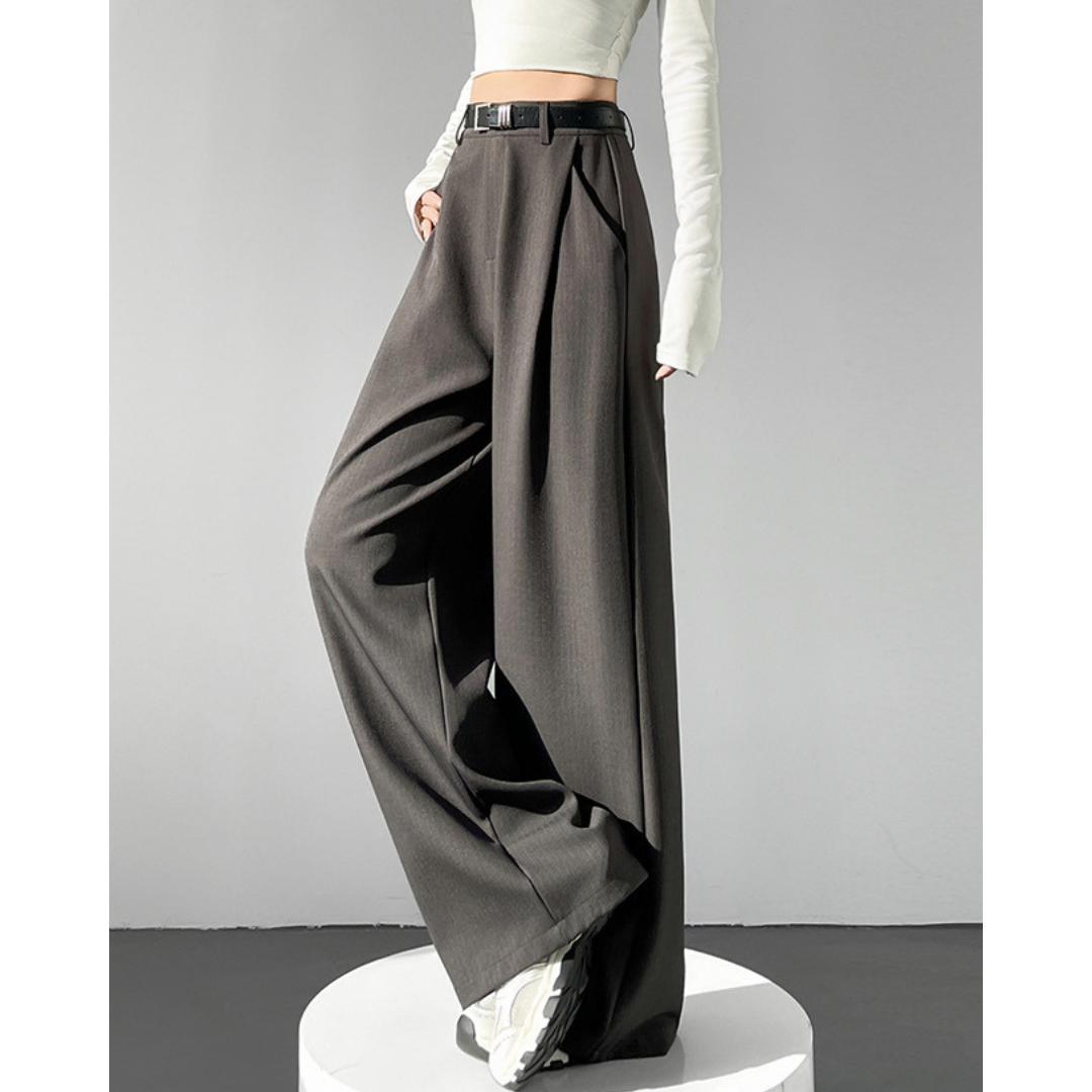 Amira Pinstripe Belted Trousers