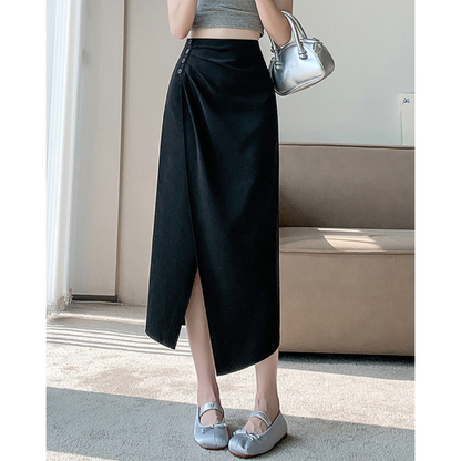 Lena Gathered Curve Midi Skirt