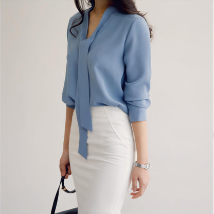 Elva Drape Soft V-Neck Blouse