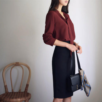Elva Drape Soft V-Neck Blouse
